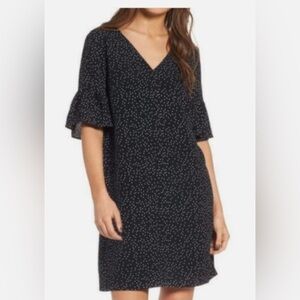Madewell Polka Dot Shift Dress Knee Length 3/4 Sleeve Flowy